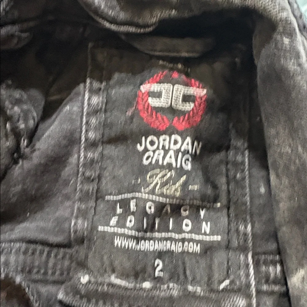 JC Jordan Craig Bayside Denim Trucker Jacket Black Distressed Sz 2